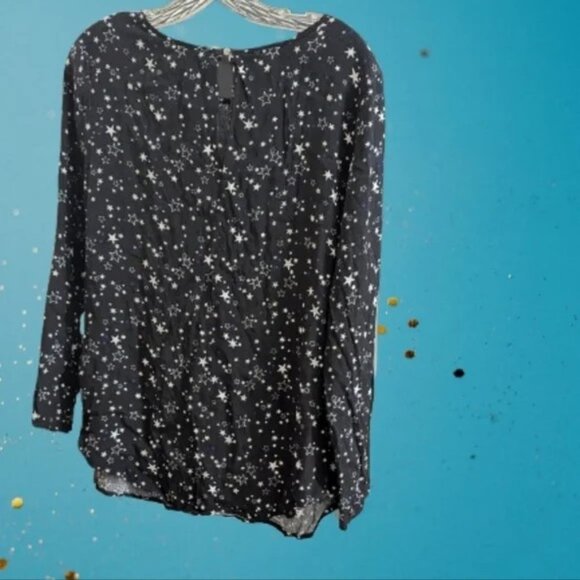 H&M Mama Black Blouse Blue White Star Pattern - Picture 2 of 2
